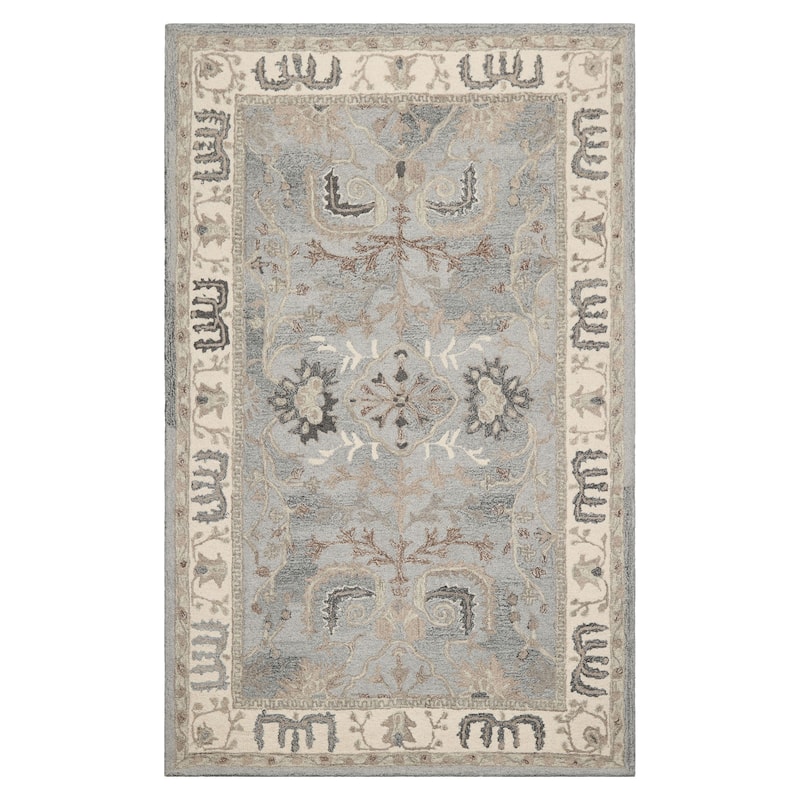 5'x8' Slate Arts & Crafts Wool Area Rug Handcrafted Transitional