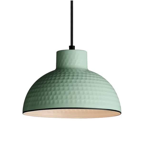slide 2 of 10, Maxim 35142 Rockport 10" Wide Mini Pendant with Hammered Metal Shade Sage Green