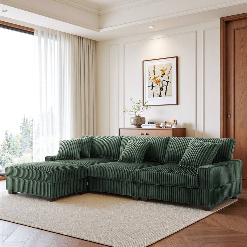 Modular Sectional Sofa Set with Adjustable Headrests and Ottomans