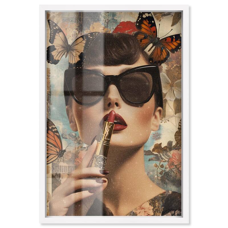 Iconic Lady Butterfly Collage II Shadowbox by Art Remedy - White - 20" x 30"