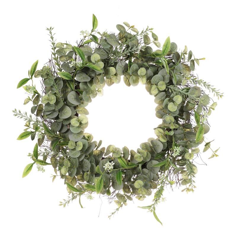 Eucalyptus Artificial Spring Wreath, 24-Inch, Unlit