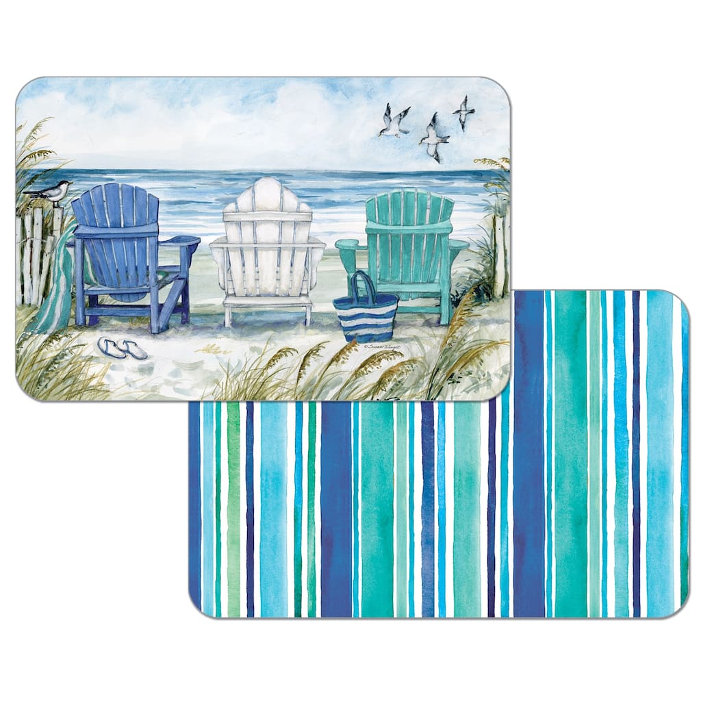 Reversible Wipe-clean Counterart Placemats Set of 4 - Chairs By The Sea Conimar