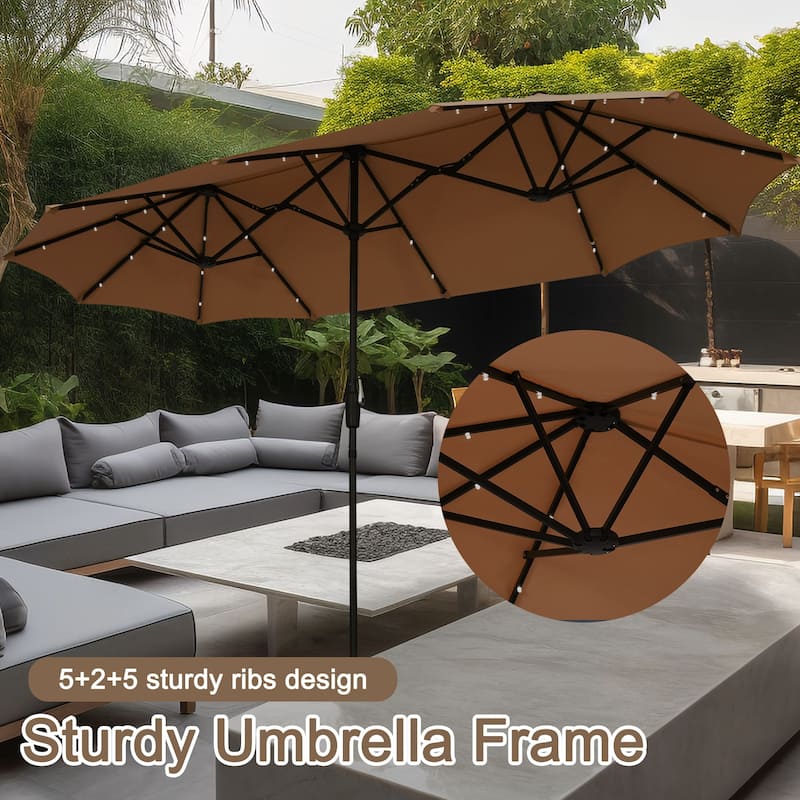 Autlaycil 13ft Extra Large Patio Umbrella with Solar Lights(Without Base)
