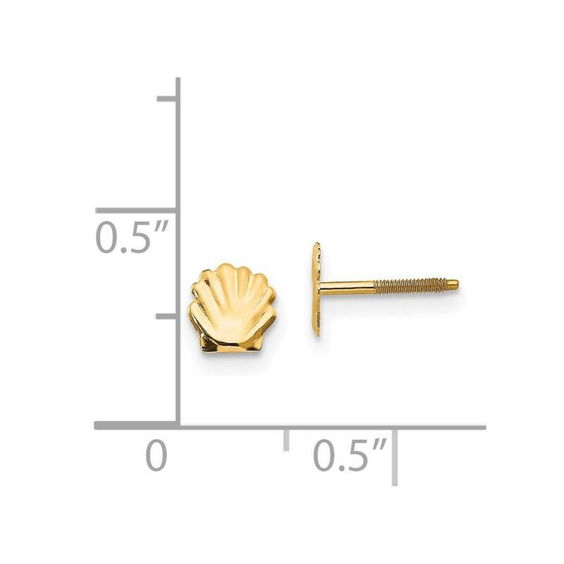 Curata Solid 14k Yellow Gold Childrens Shell Screw-back Earrings (5mm) - Orange