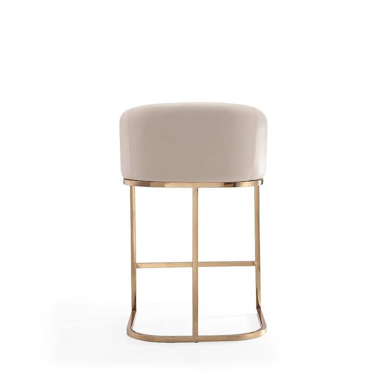 Manhattan Comfort Louvre 36 in. Titanium Gold Stainless Steel Counter Height Bar Stool (Set of 3)