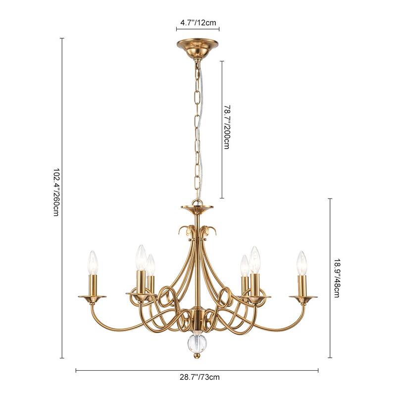 French Country Style 6-Light Candlestick Metal Chandelier - 28.7 in