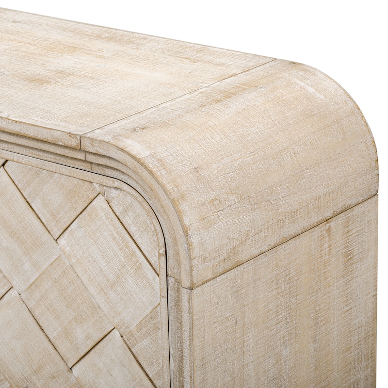 Versatile console table with Woven Wood Slats
