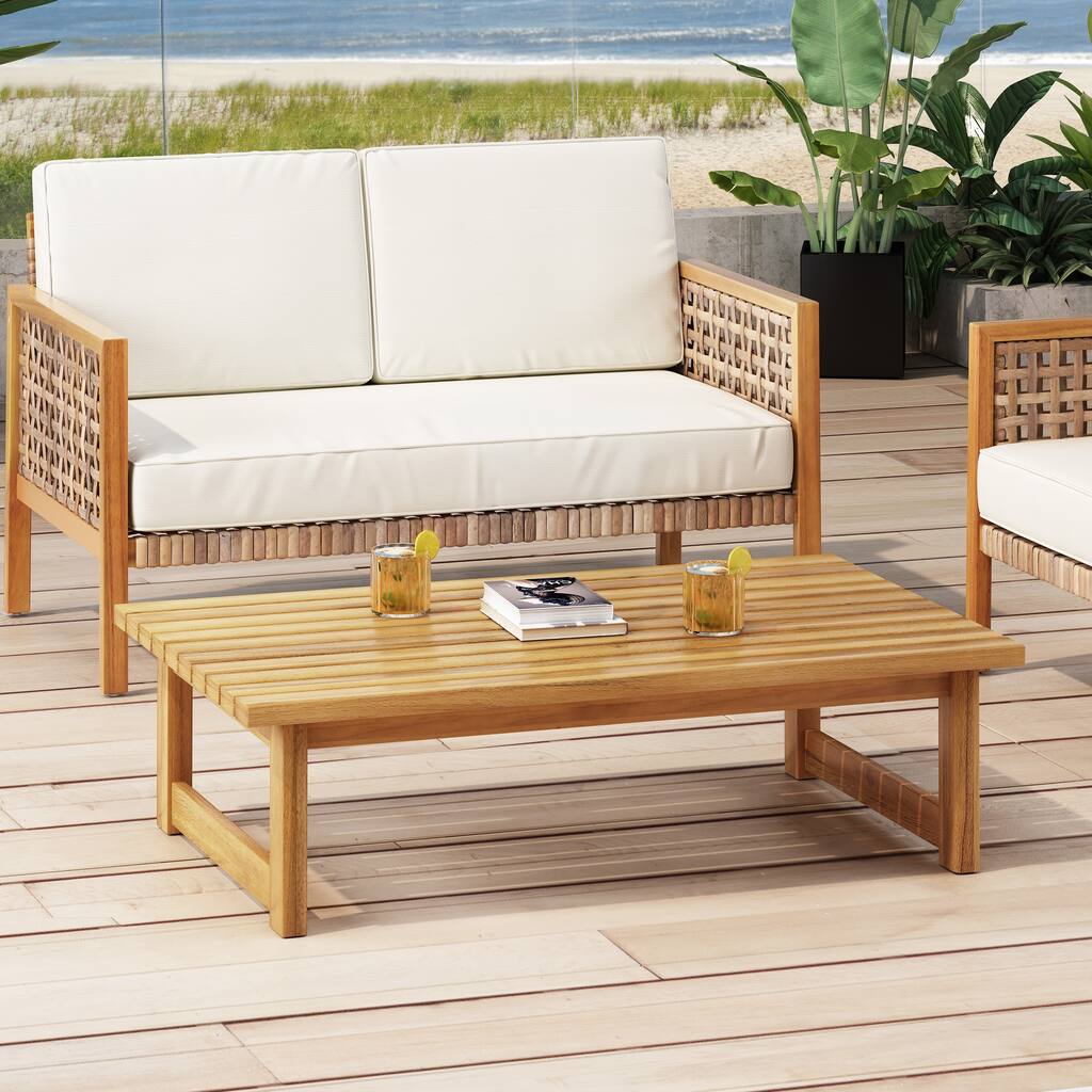 Nova Outdoor Acacia Wood Coffee Table by Christopher Knight Home - 41.75" W x 26.00" D x 11.75" H
