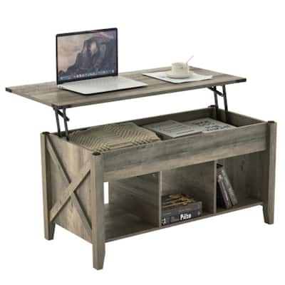 VINGLI Water-washed Gray Extensible Lift Coffee Table