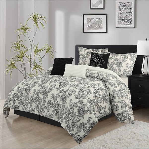 Nanshing Meritt 7 Piece Modern Floral Comforter Set Bed Bath & Beyond