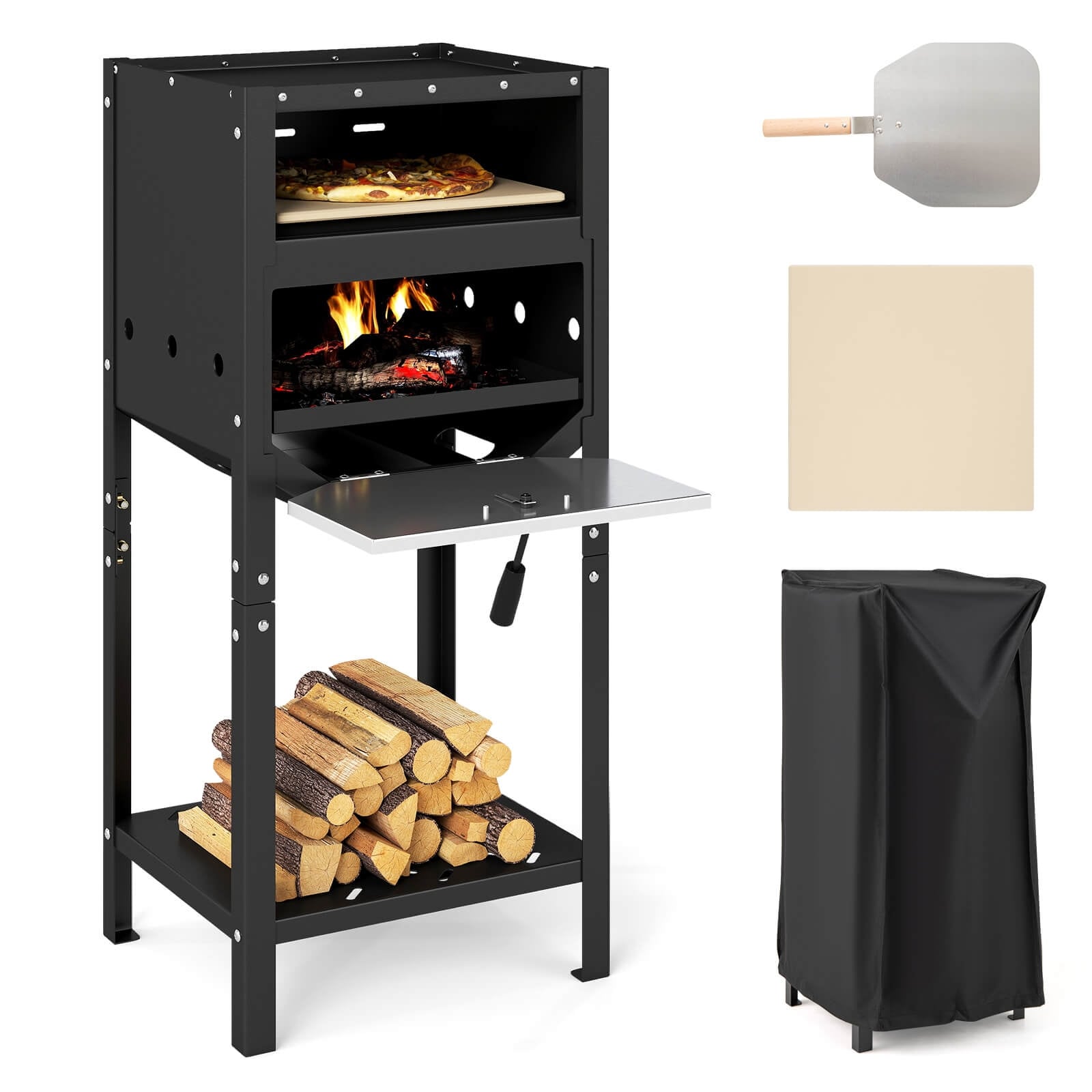Costway 12" Outdoor Pizza Oven with Ash Tray & Wood Storage Pizza - See Details