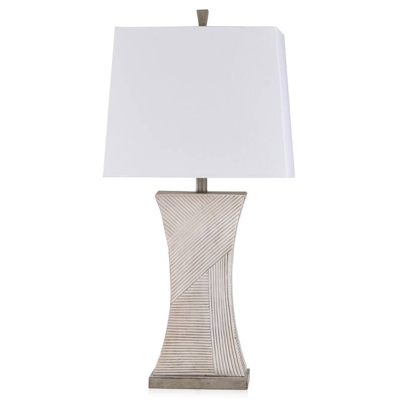 StyleCraft Asher - Linear Embossed Resin Table Lamp - Greige/Off-White