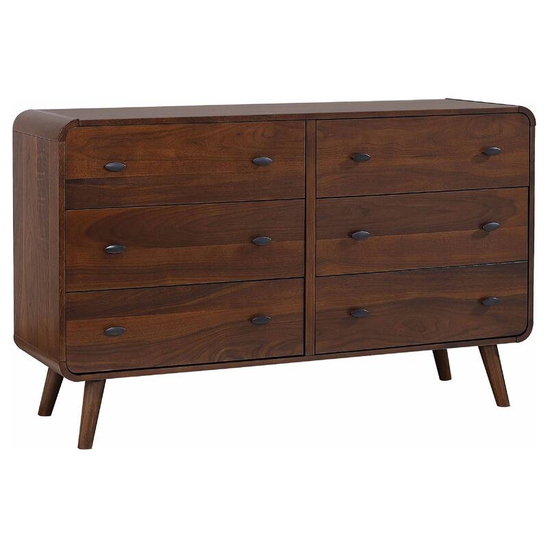 Ryb 5pc Bedroom Set w Cal King Bed, Walnut Brown, Dark Gray Upholstery