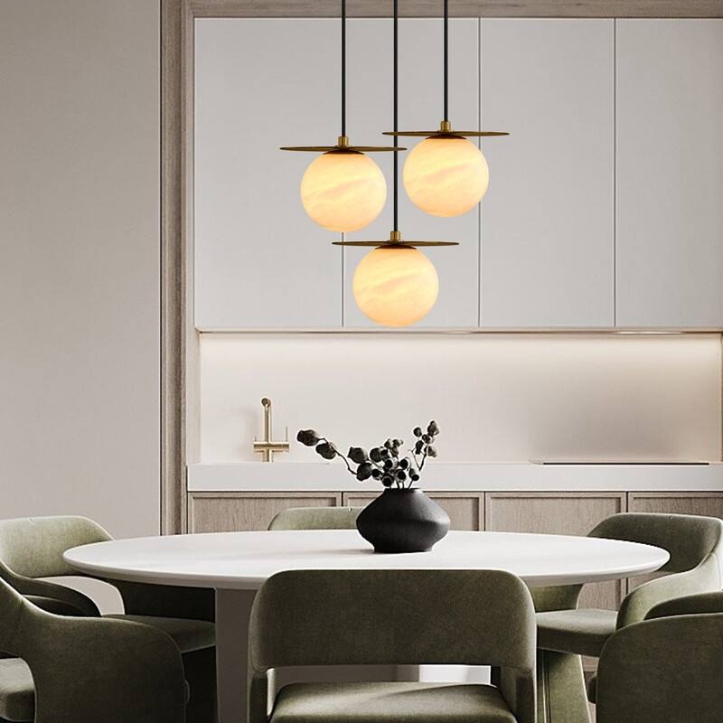 KAYLA Alabaster Pendant Light - Nordic Modern Brass Hanging Lamp