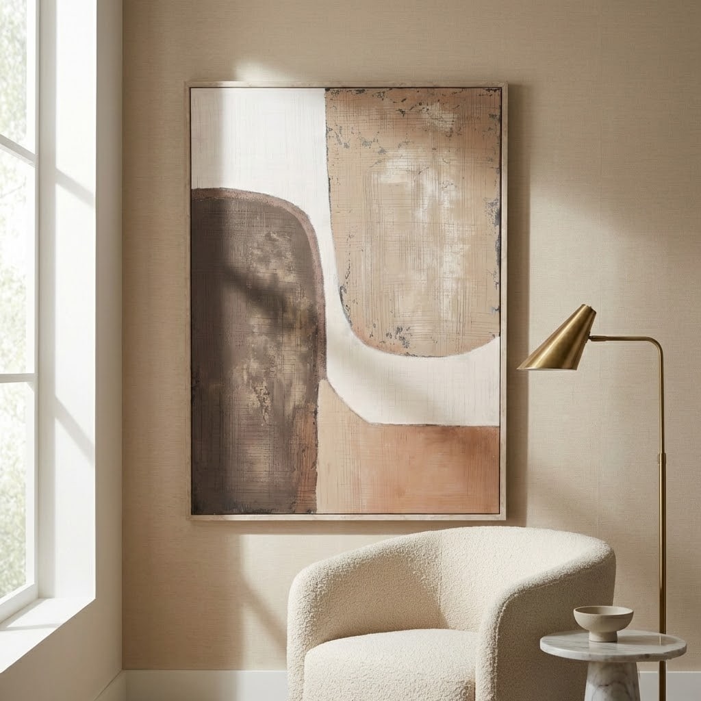 Abstract Canvas Painting Wall Art Print - 48", Brown & Gray