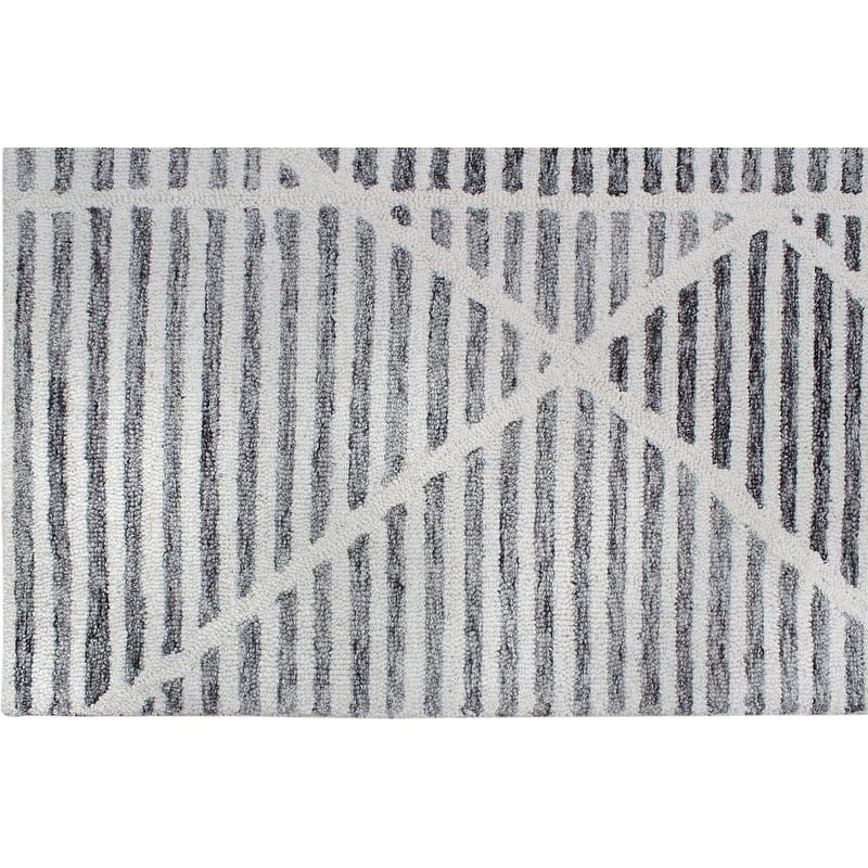 Handmade Corinth Collection Ivory/Charcoal Wool Area Rug