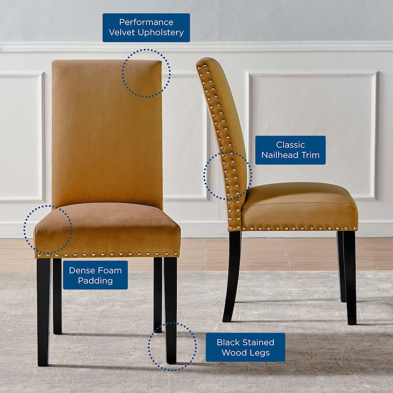 Silver Orchid Lind Velvet Nailhead Trim Dining Side Chairs (Set of 2)