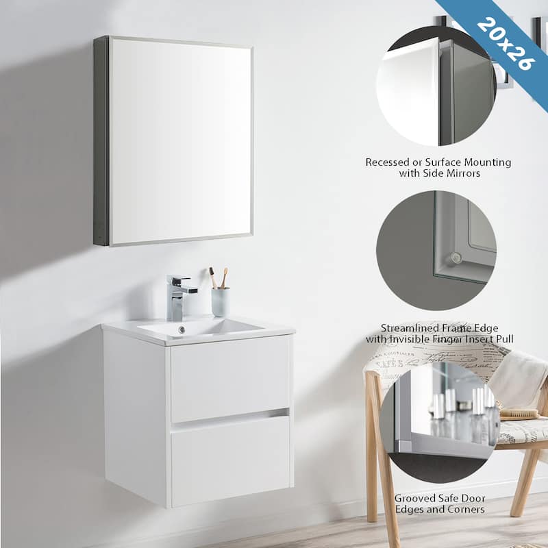 Frameless Aluminum Bathroom Mirror Medicine Cabinet