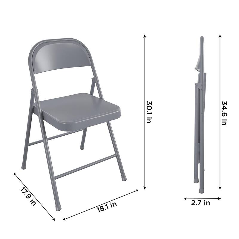 COSCO SmartFold All-Steel Folding Chair, 4-Pack