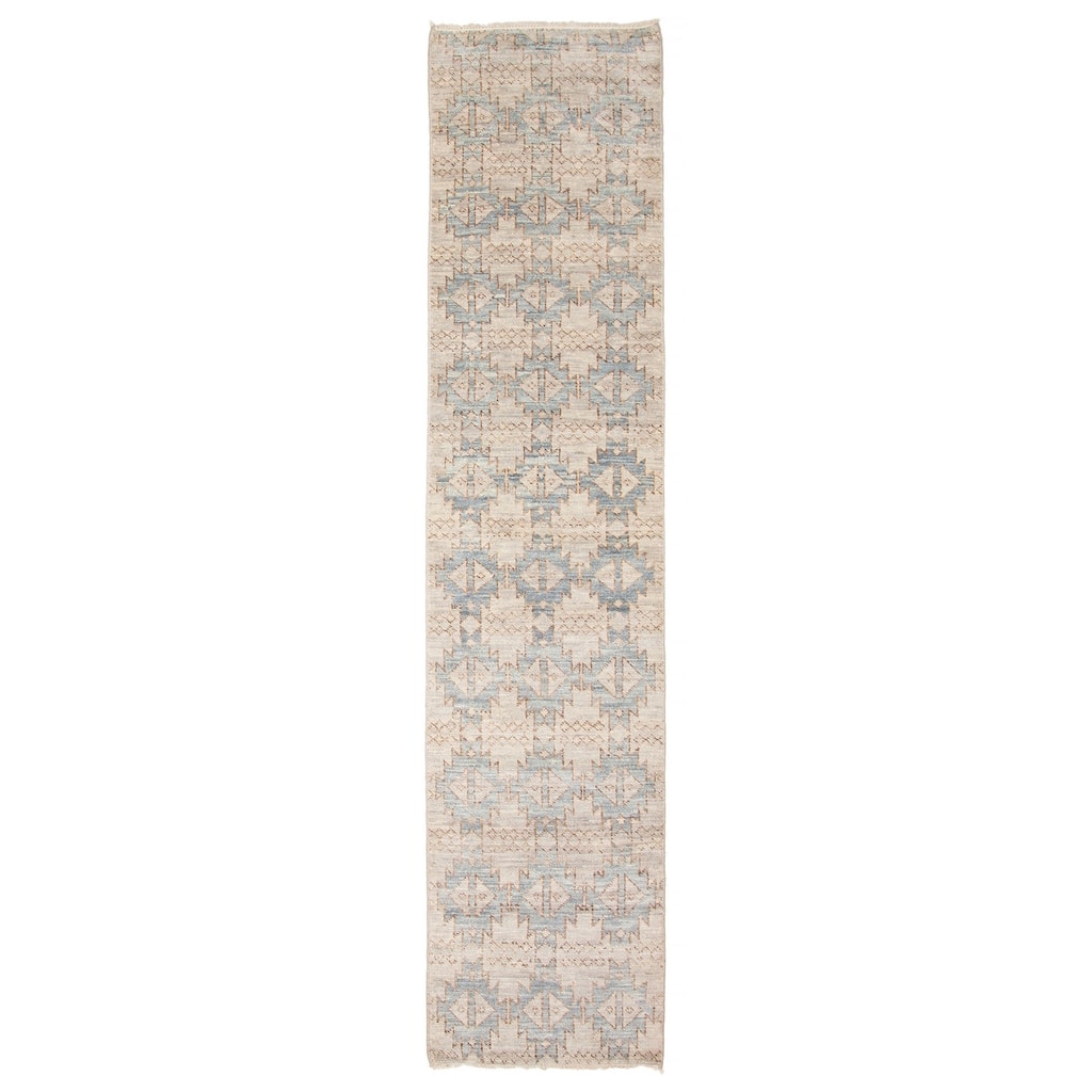 ECARPETGALLERY Hand-knotted Mystique Light Grey Wool Rug - 2' 7" x 11' 11"