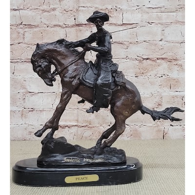 Peace Frederic Remington Bronze Desktop Statue Sculpture Western Cowboy 10 Inches X 10 Inches