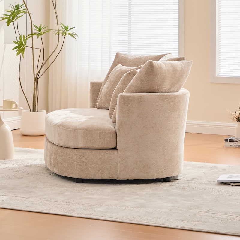 55.1" W Accent Barrel Chair,Modern Oversized Sofa Chair with 5 Pillows