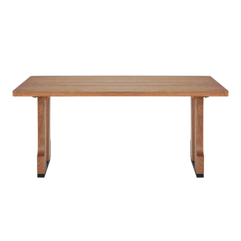 63" Farmhouse Rectangular Wooden Dining Table with Double Pedestal Base