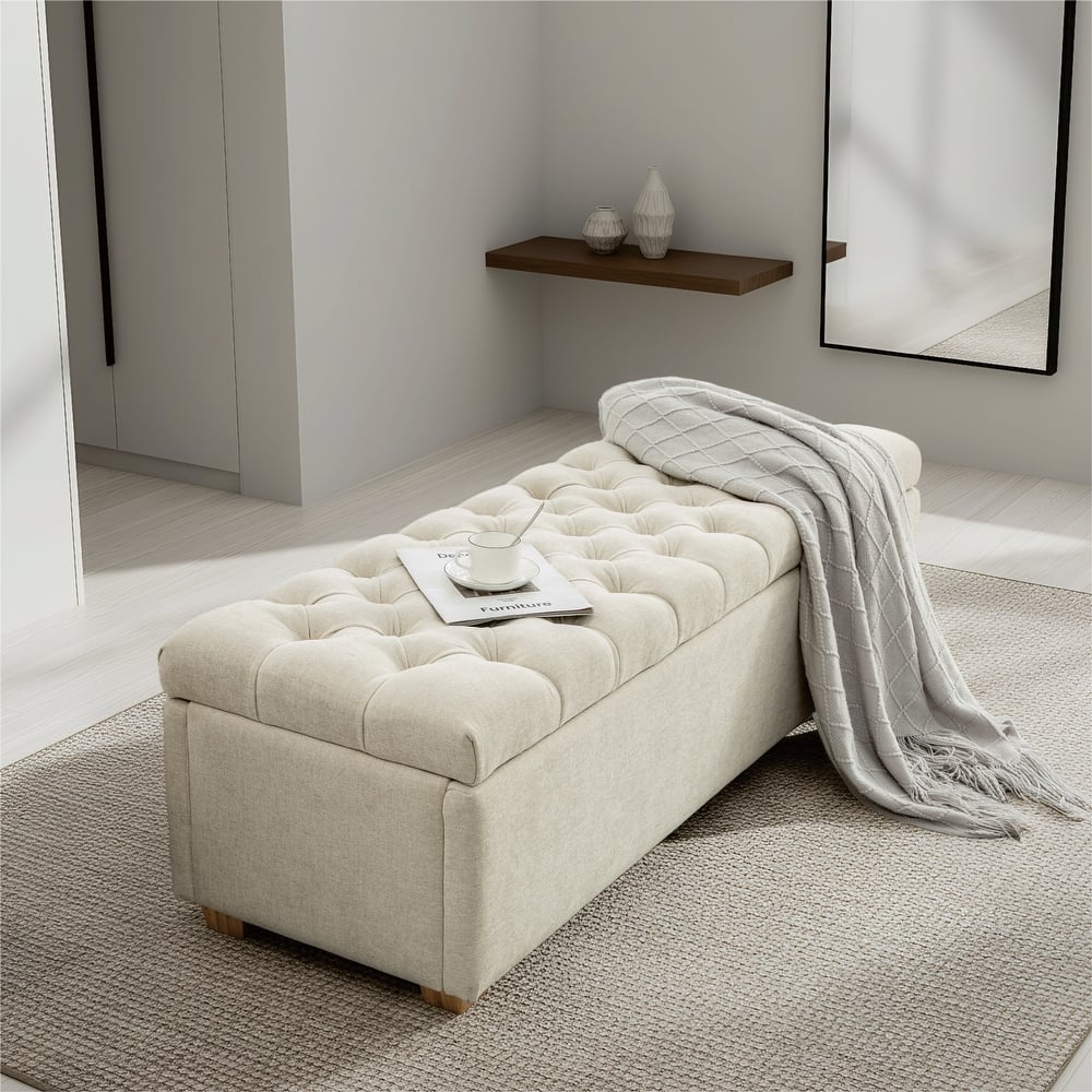 60.24" Wide Modern Upholstered Storage Bench,Entryway Bench,End of Bed Bench