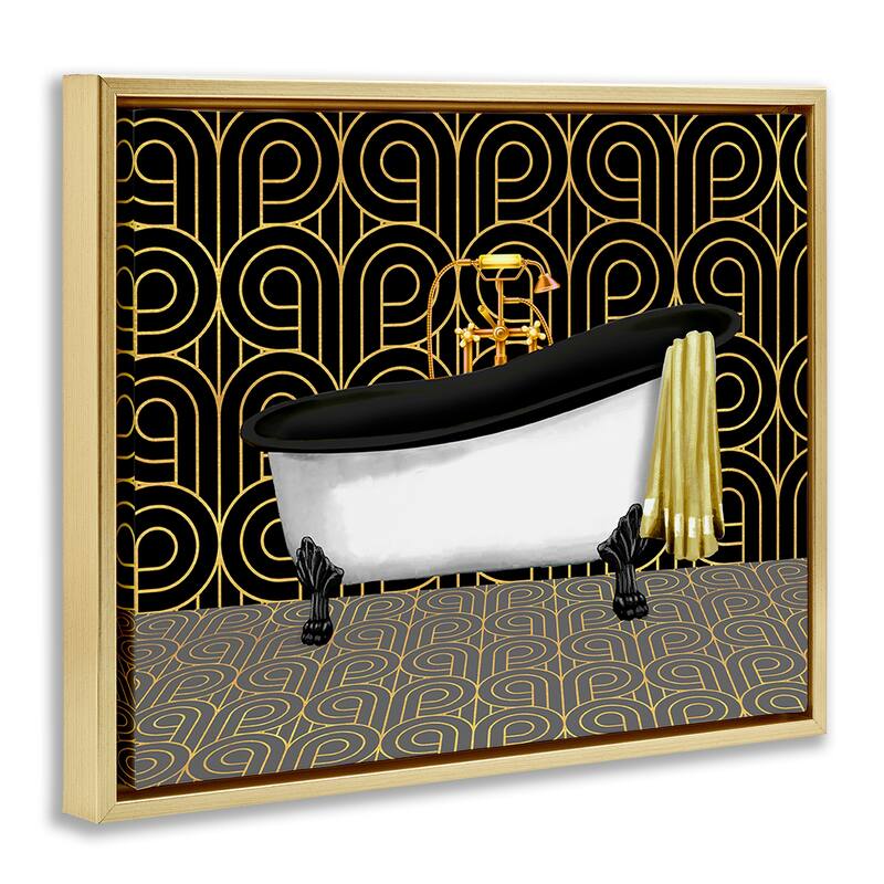 Stupell Bathroom in Deco Style Framed Floater Canvas Wall Art Design By Conrad Knutsen