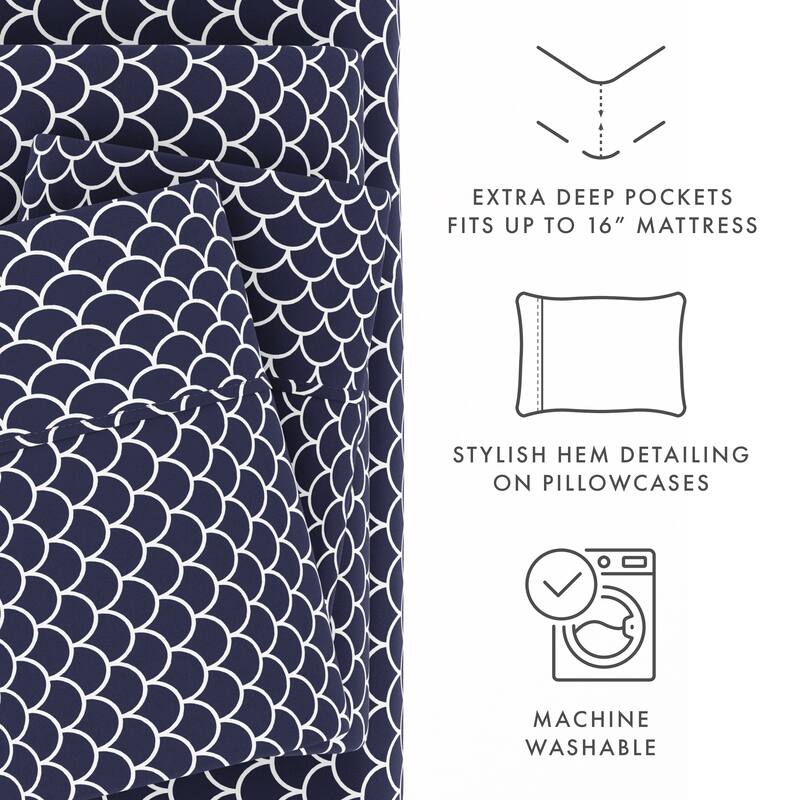 Becky Cameron Ultra Soft Printed 4 Piece Deep Pocket Bed Sheet Set