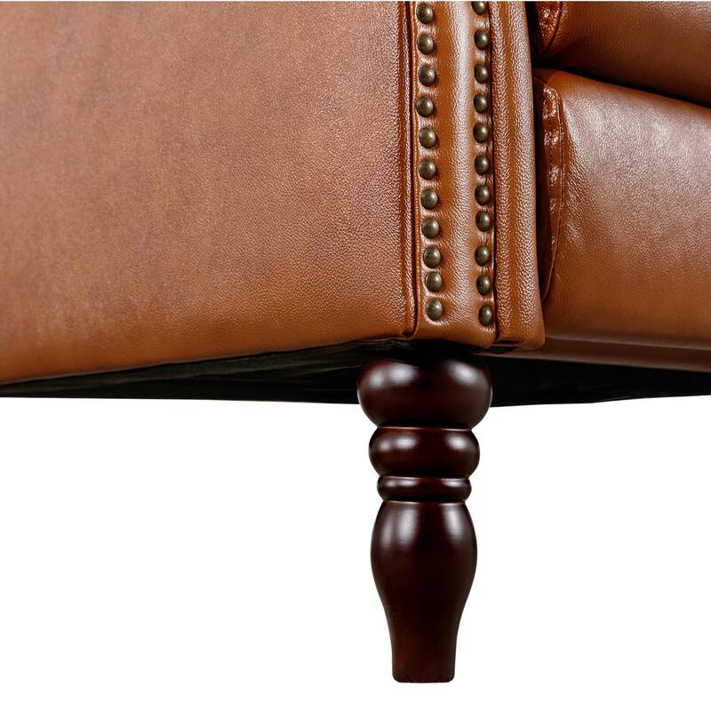 Genuine Leather Push Back Adjustable Recliner with Comfortable Arms for Living Room Chair