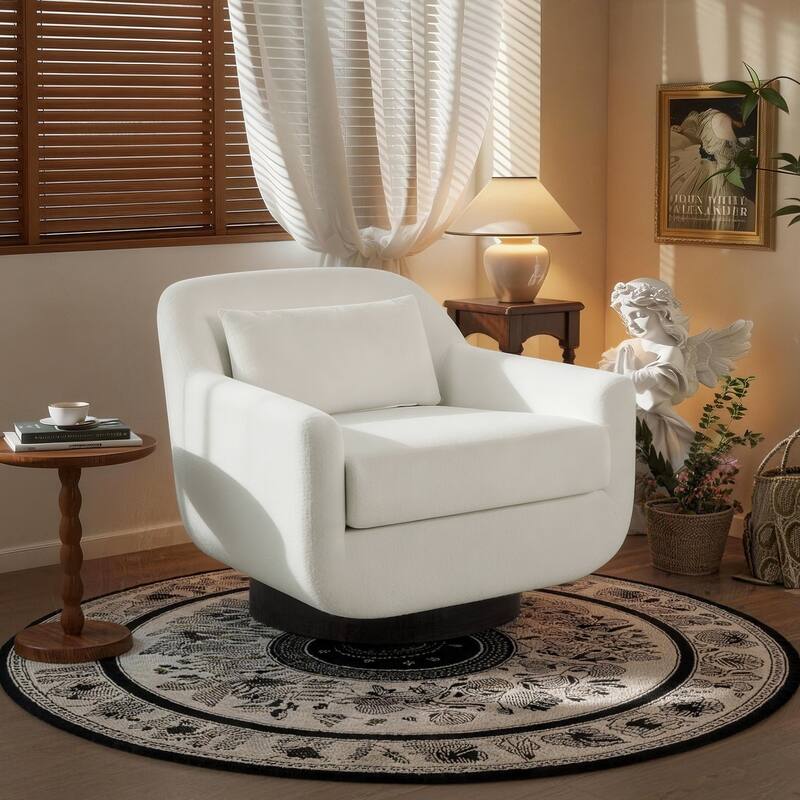 Modern Chenille 360-Degree Swivel Chair Accent Chair - Beige