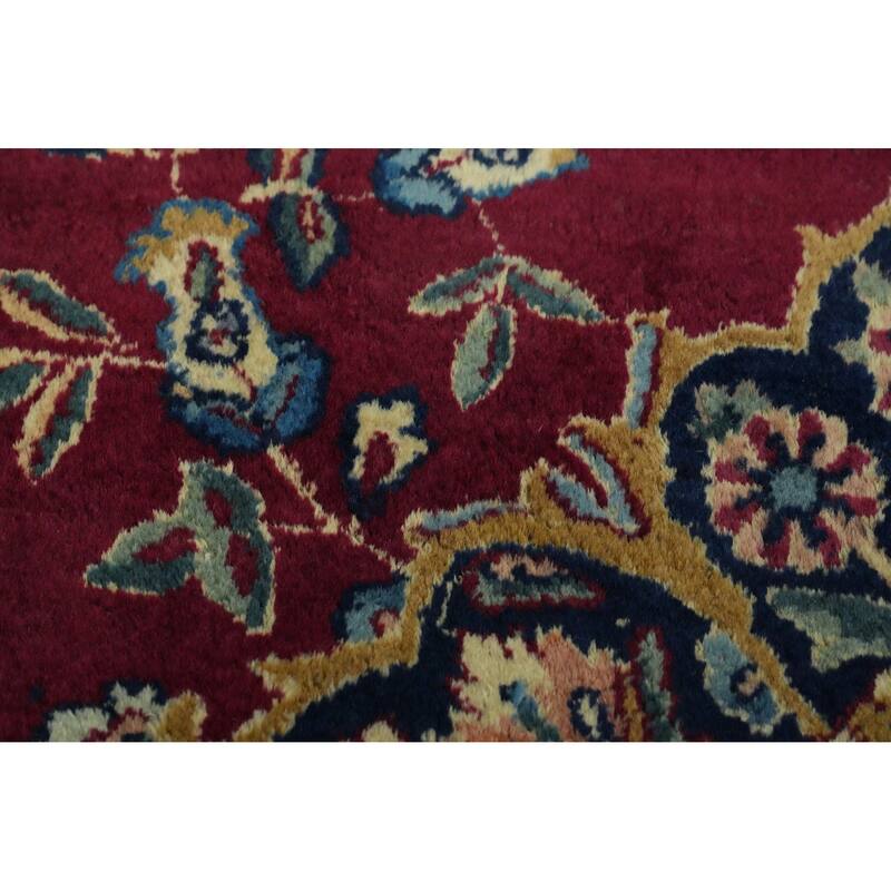 Hand Knotted Oriental 100% Wool Carpet Traditional Floral Red Kerman Area Rug - 19' 4'' X 12' 9''
