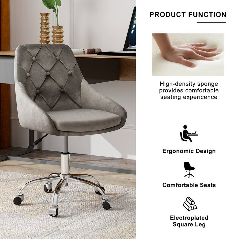 Modern Adjustable Height Velvet Dining Chair with Wheels Set of 1.