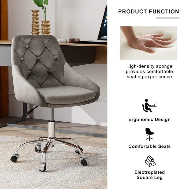 Modern Velvet Upholstered Dining Chair with Chrome Legs