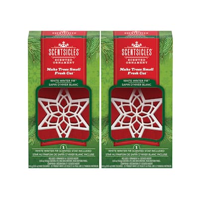 National Tree Company Scentsicles, Scented Star Ornament, White Winter Fir, 2-Pack - 3.35 in