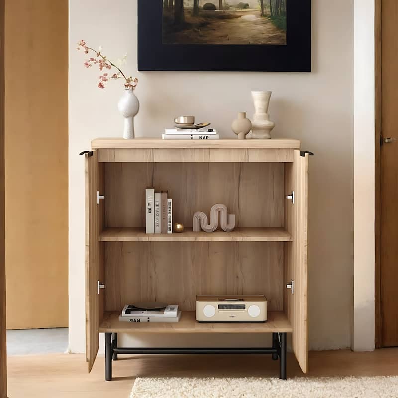 Sideboard Buffet Cabinet with Adjustable Shelves and Fluted Doors