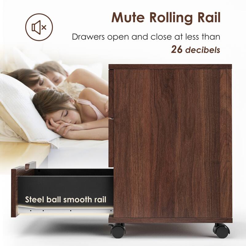 3-Drawer Vertical Filing Cabinet Rolling Wood Mobile File Cabinets Under Desk for Home Office with Casters (Fully Assembled)