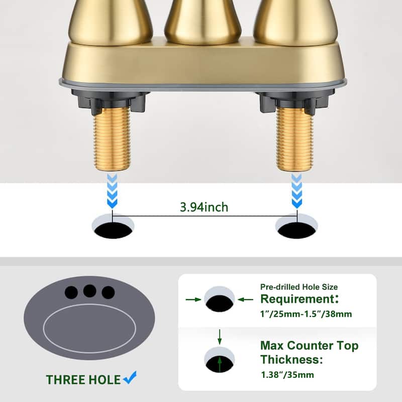 Topcraft Two Handle Bathroom Sink Faucet with Pop-Up Drainer