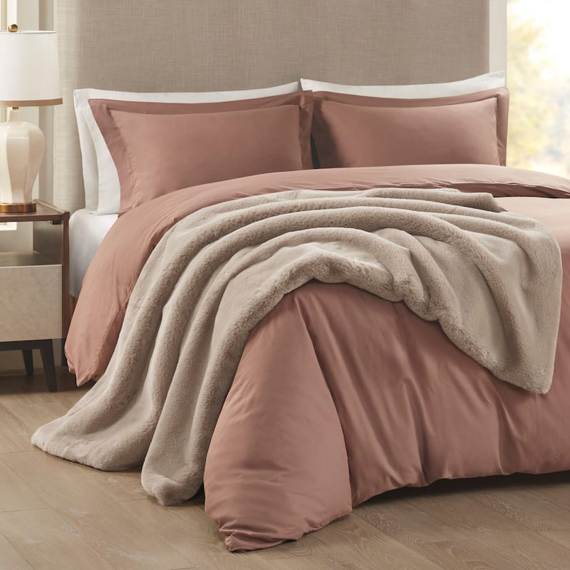 Madison Park Sienna Solid Premium Faux Fur Throw