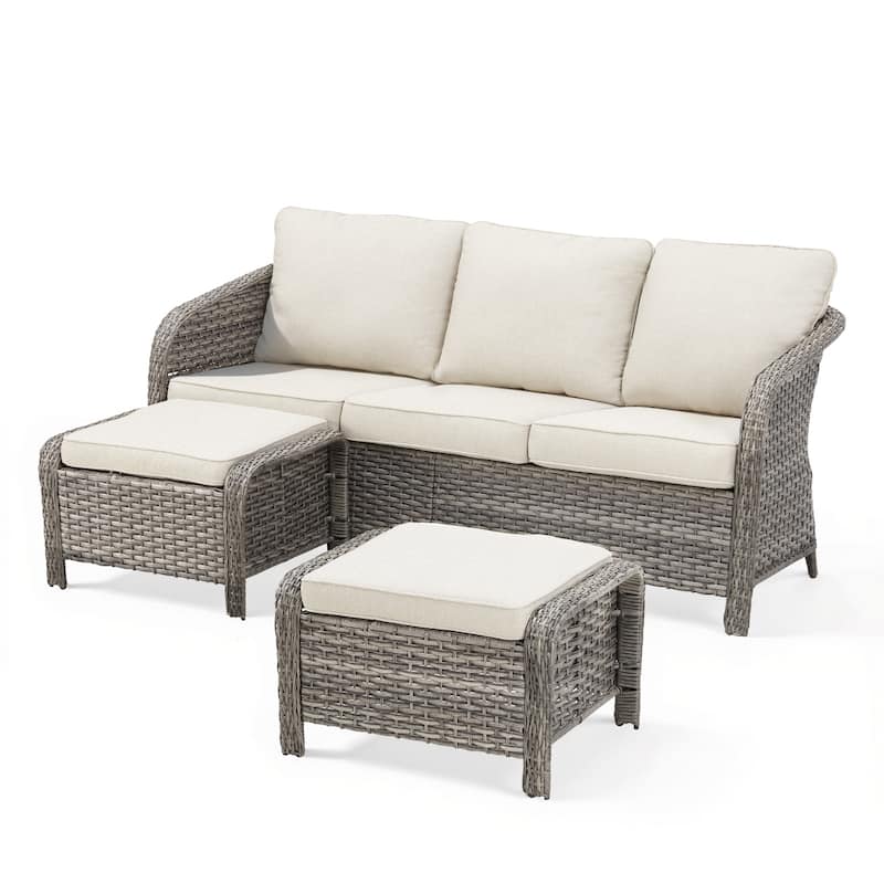 Pocassy Outdoor Patio Wicker Sofa Chair Furniture Set