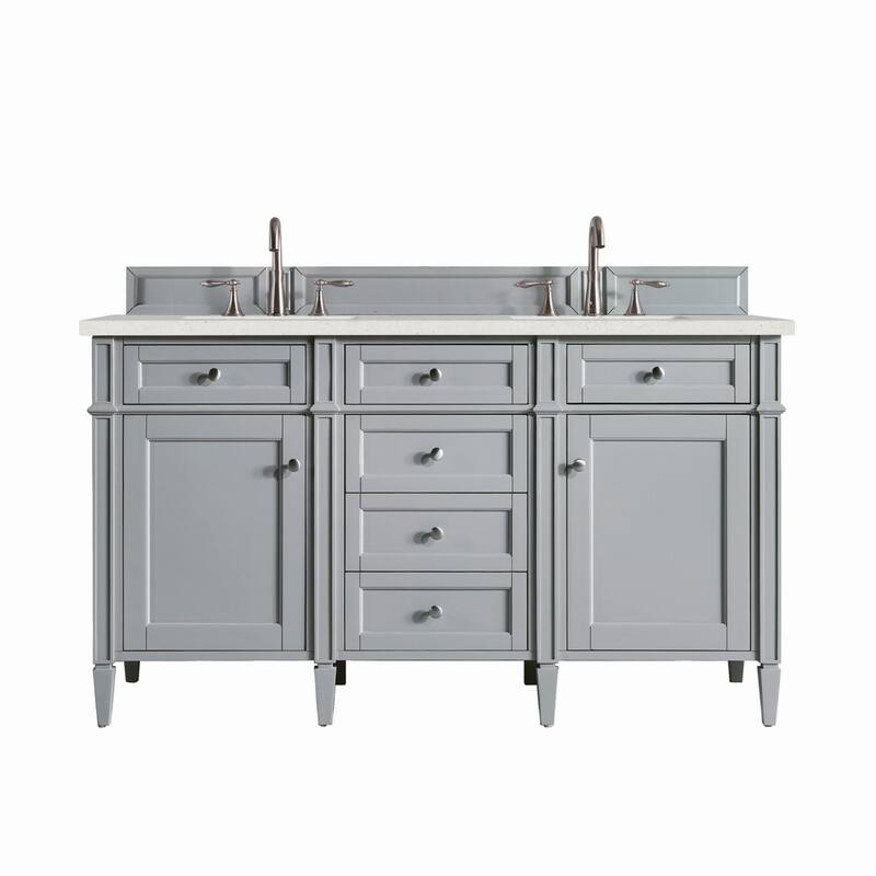 James Martin Vanities 650-V60D-3LDL Brittany 60" Double Basin Poplar - Urban Gray - Steel Finish