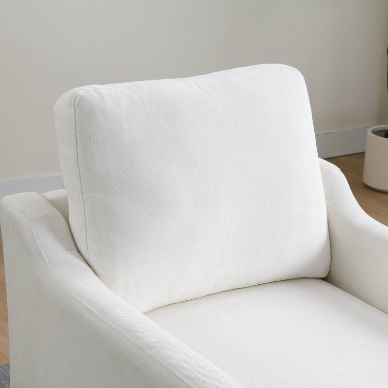 Chenille Swivel Accent Chair with USB/Type-C Charging, Book Pocket, and 360° Rotation