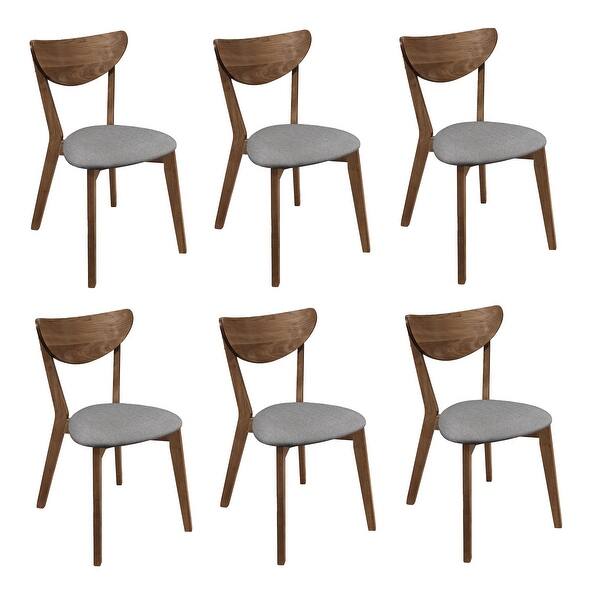 Chastain Grey and Natural Walnut Open Back Walnut Dining Chairs (Set of 6) Bed Bath & Beyond