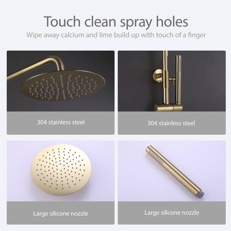 Modland 3-Function Wall Mount Shower System - Brushed Gold, 2.6GPM, cUPC Valve