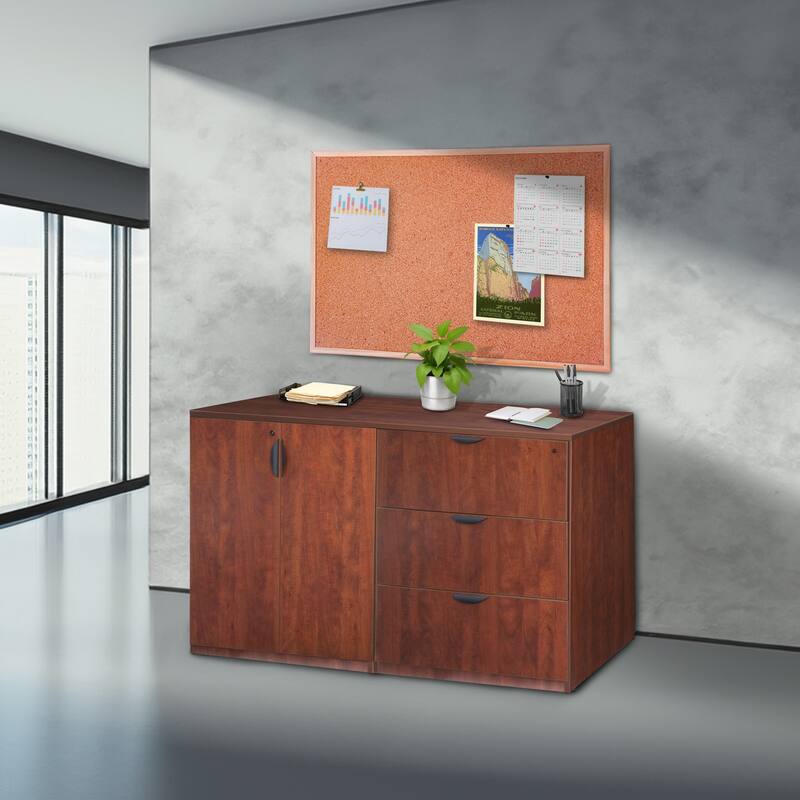 Stand Up Side-to-Side Storage Cabinet with Lateral File Cherry - Multi-Functional Office Storage Solution