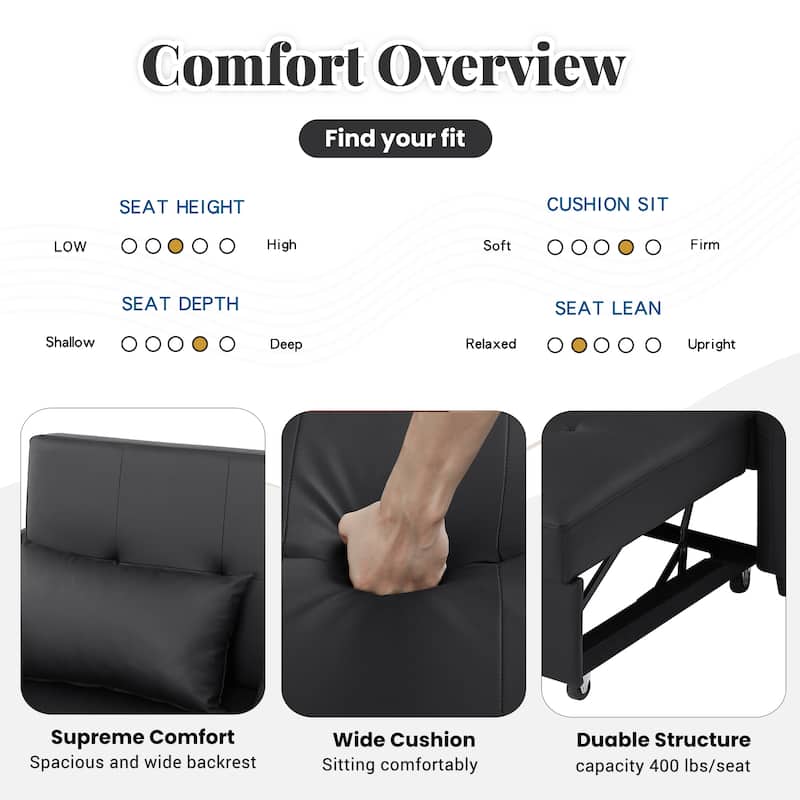 Convertible Sleeper Sofa Bed, 3-in-1 Adjustable Sofa Bed with USB Ports, Upholstered Loveseat Sofa with Armrest