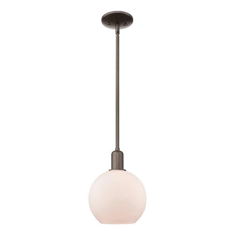 Innovations Lighting Endless Possibilities Arcadia - Athens - 1 Light 8" Stem Hung Mini Pendant - Oil Rubbed Bronze/Matte White