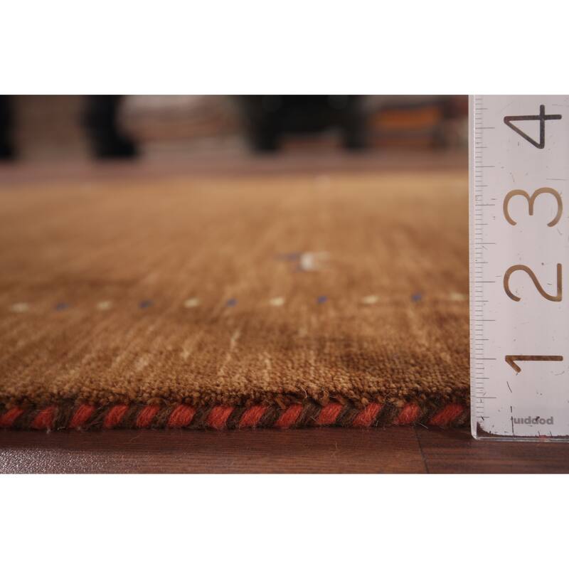 Brown Tribal Gabbeh Oriental Accent Rug Hand-Knotted Wool Carpet - 3'11"x 5'10"