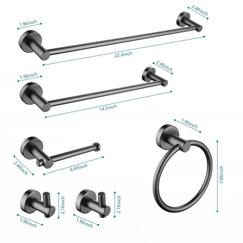6 Piece Bathroom Towel Rack Set Wall Mount